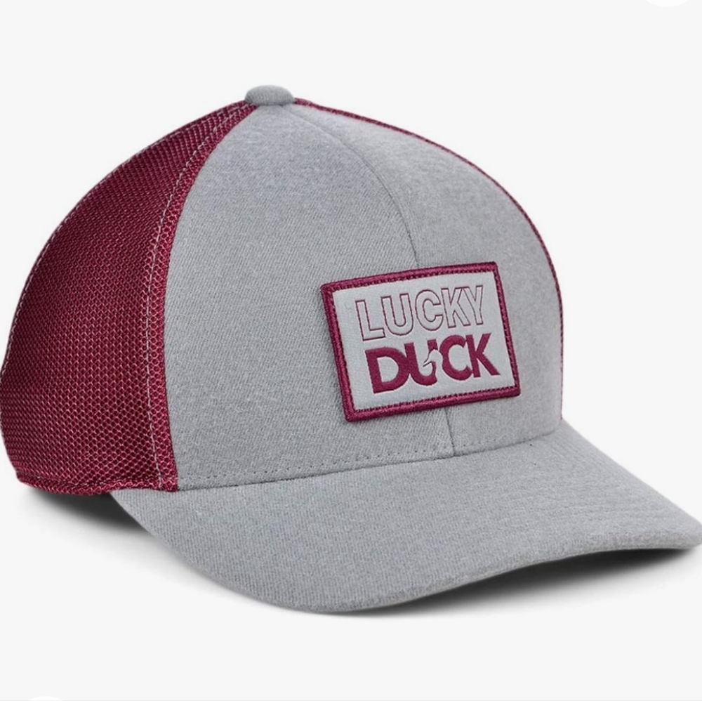 Black Clover Duck Hunter Heather Grey/Maroon Mesh Hat Adjustable